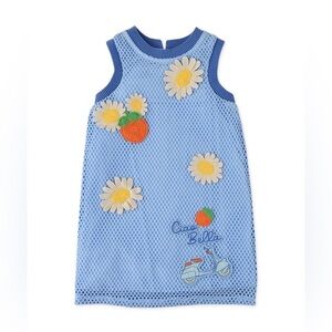 Gingersnaps GIRLS CROCHET DRESS WITH ORANGE AND FLOWER APPLIQUES Size 4yr Amalfi